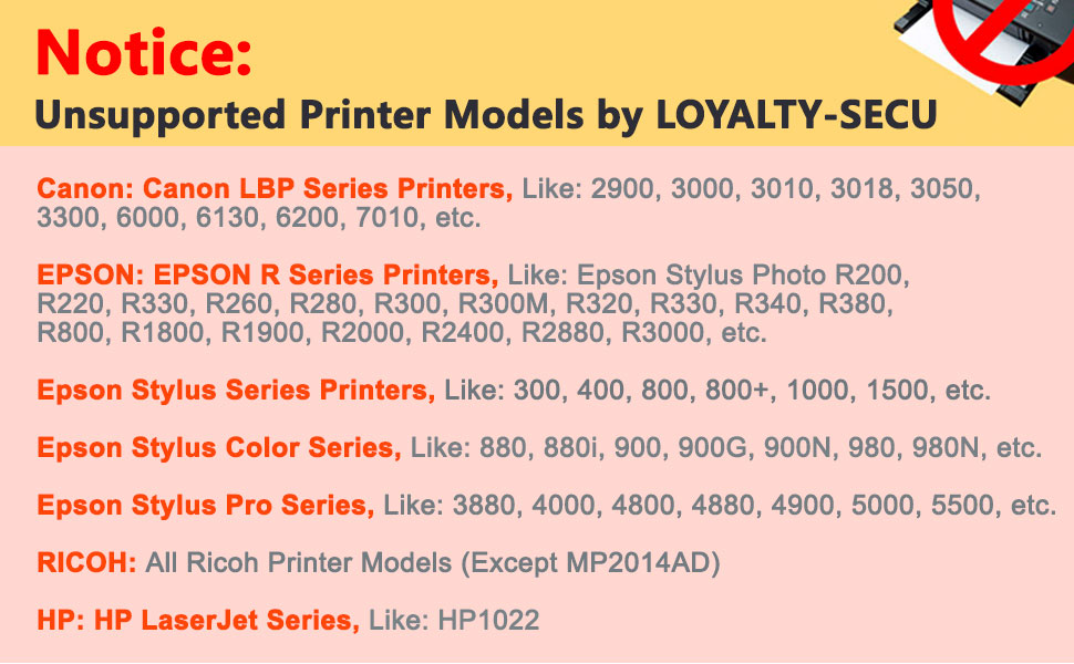 LOYALTY-SECU Print Server Unsupported USB printer models