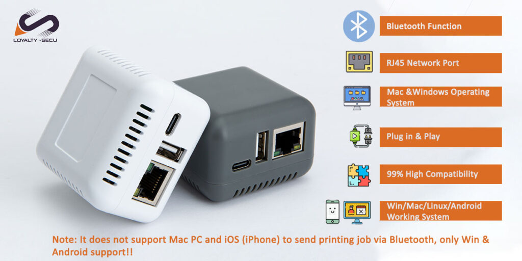 Wireless Bluetooth Printer Adapter Print Server LoyaltySecu