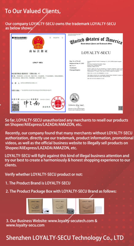 loyalty secu product infringement notice to our valued clients