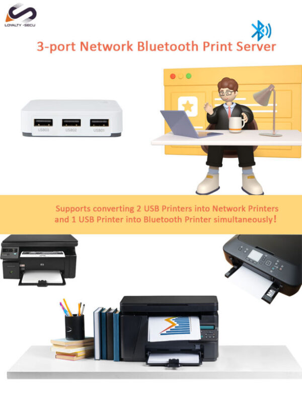 Network-Bluetooth-print-server-3-ports