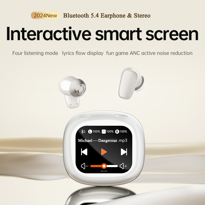 Smart-Bluetooth-5.4-Earphone-Bluetooth-Stereo-Speaker-with-Color-Touch-Screen-800mAH-Battery-Four-Listening-Modes