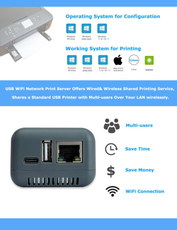 WiFi-network-print-server