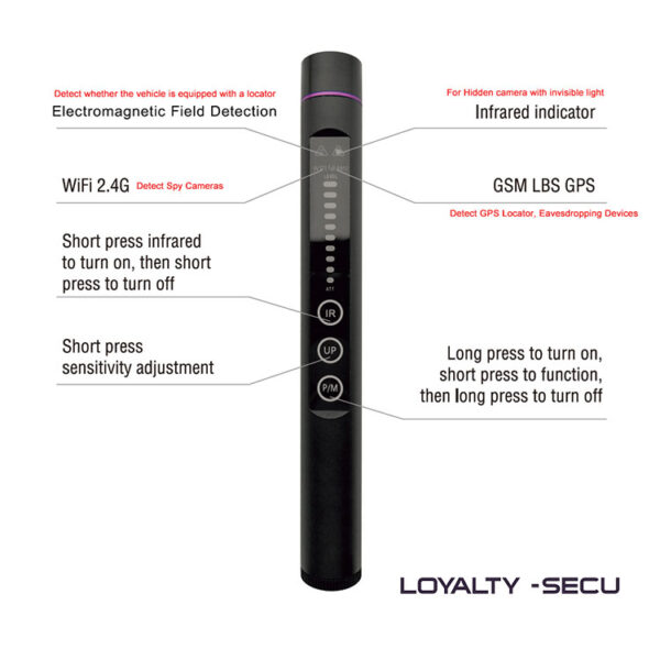 Wireless-spy-camera-detector-with-Radio-Waves-Strong-Magnetic-Infrared-Detection