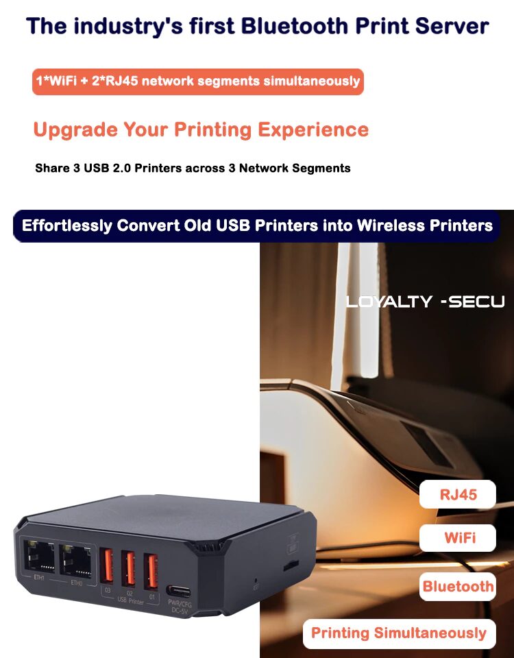 wifi bluetooth print server