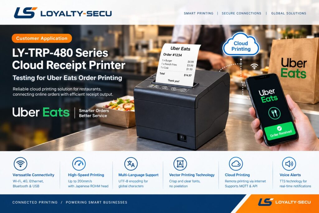 Cloud Receipt Printer for Restaurants Uber Eats Order Printing Test LOYALTY-SECU